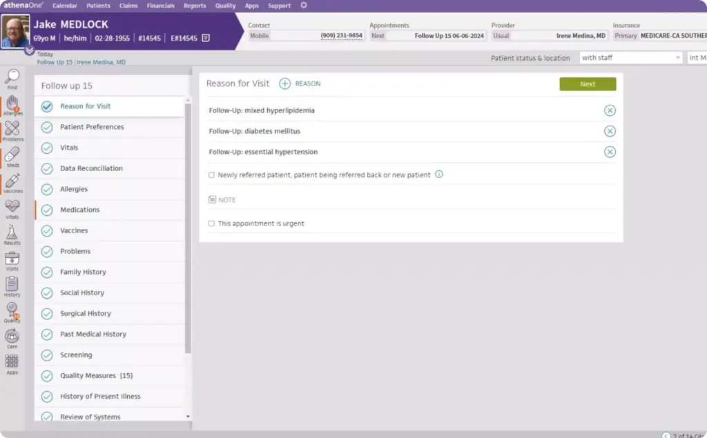 athenaOne EMR Software and Practice Management (PM) Software Demo Screenshot