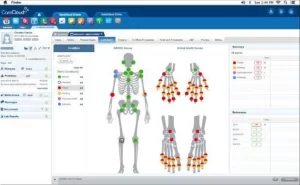 CareCloud EHR Software joint chart with patient health summary dashboard screenshot.
