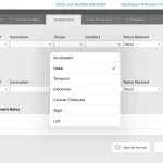 Eyefinity EHR software eye assessment tab screenshot.