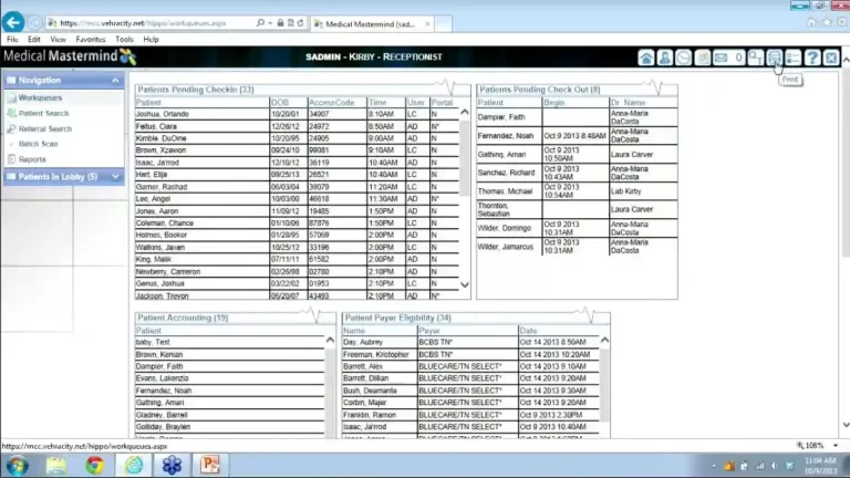 Medical Mastermind EHR Practice Management Software Navigation