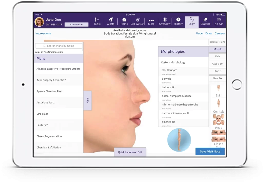 ModMed EMA EMR Software demo with Dermatology dashboard