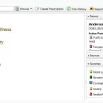 Panacea EMR software clinical notes and patient evaluation screenshot.