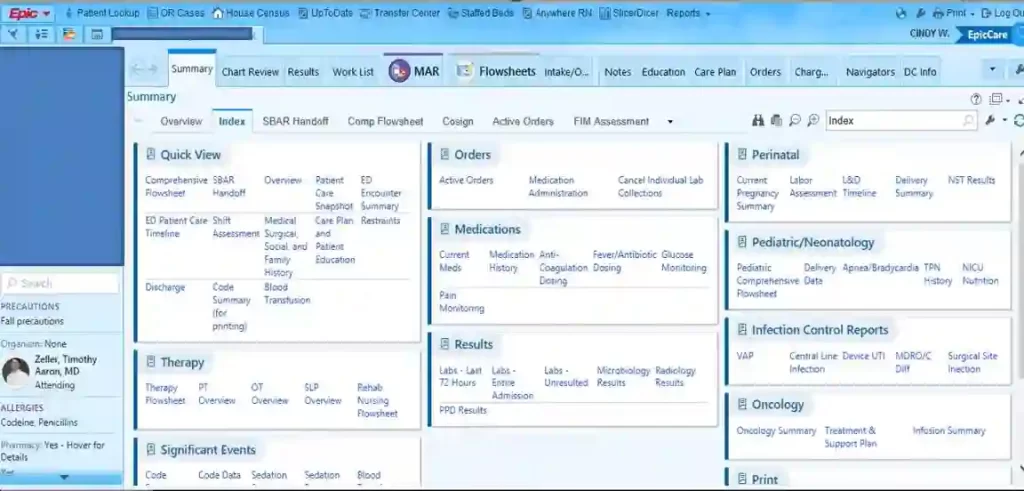 Epic EHR Software and Practice Management Software Demo Screenshot