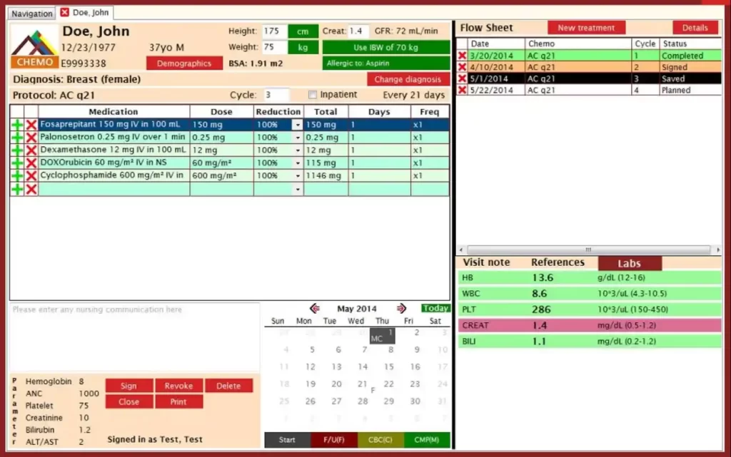 Altai Oncology Suite EMR EHR Software Navigation
