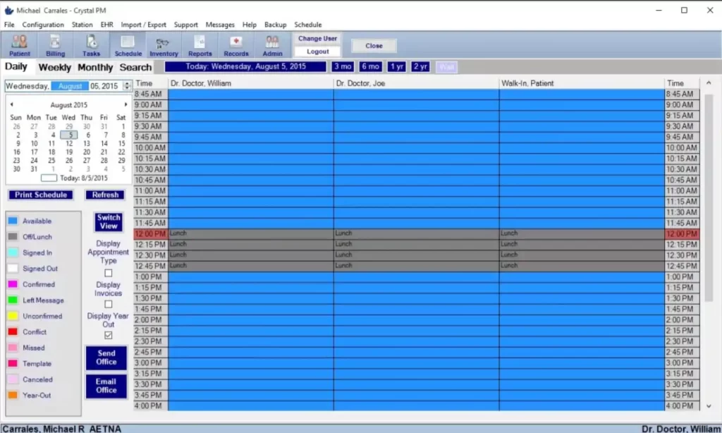 Crystal EMR Practice Management Software Scheduling