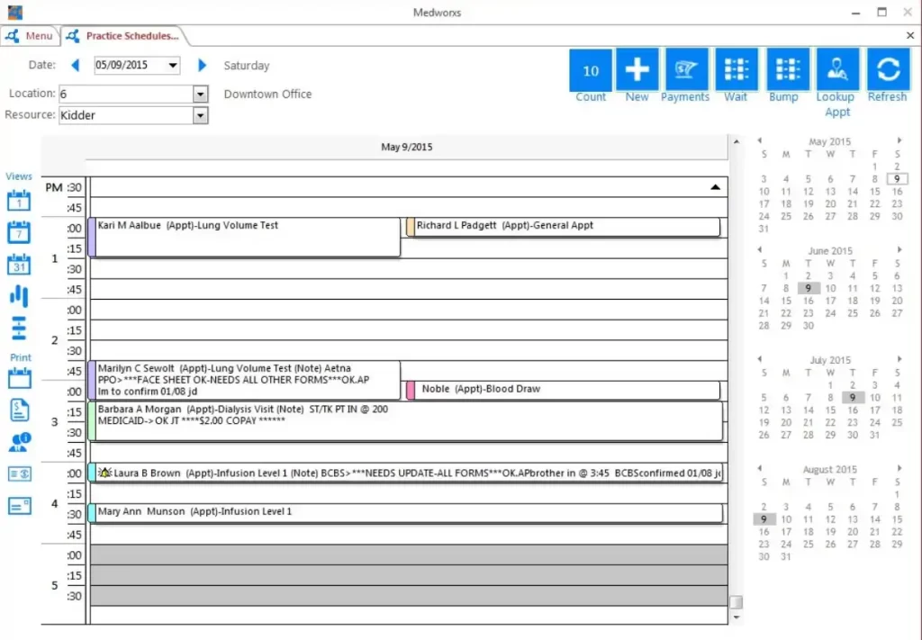 MedWorx Evolution EHR Practice Management Software Scheduling
