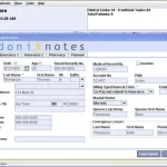CodoniXnotes EMR software patient registration and revenue management dashboard screenshot.