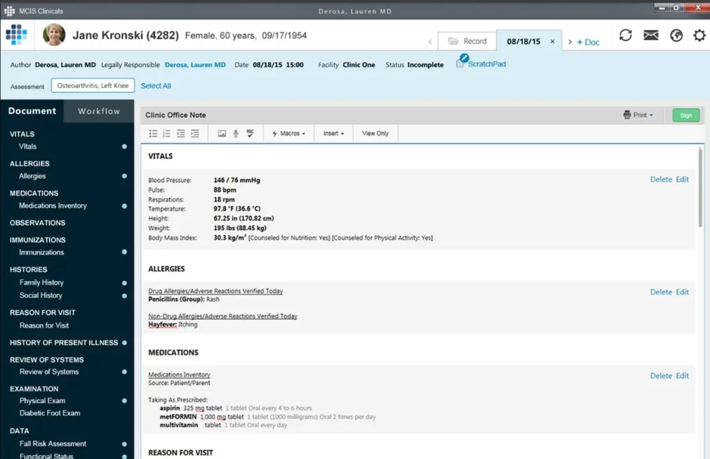 MCIS Clinicals EMR Practical Management Software Documents