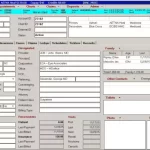 MDoffice EMR software showing patient registration and insurance profile dashboard.