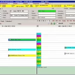 MDoffice EMR software showing provider timelines and patient appointment slots.