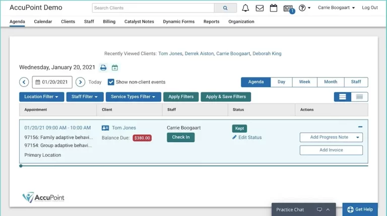 AccuPoint EMR Software - Appointment scheduling dashboard