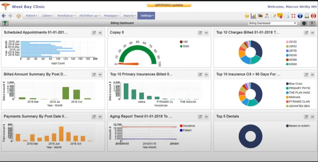 Compulink Dermatology Advantage EHR software revenue management report screenshot.