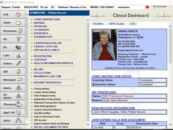 GEMMS ONE EHR software- practice management software