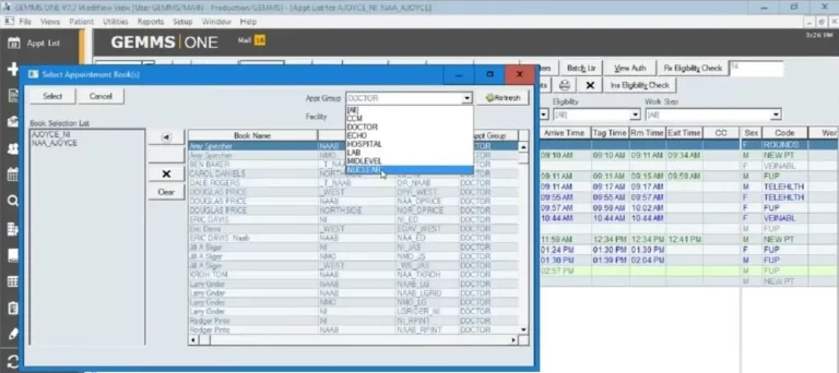 GEMMS ONE EHR software- appointment scheduling - EMR software
