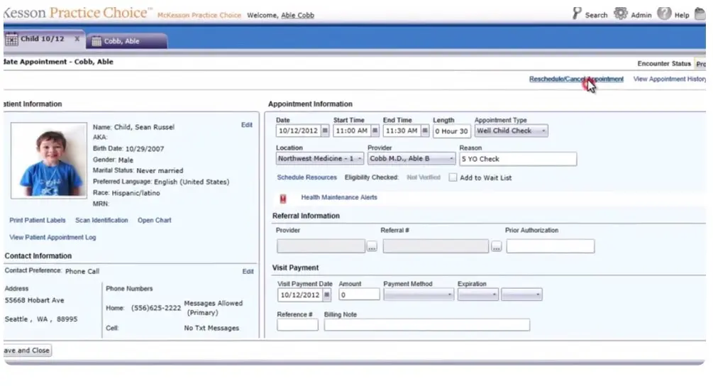 Horizon Ambulatory Care Software by McKesson - Patient scheduling dashboard