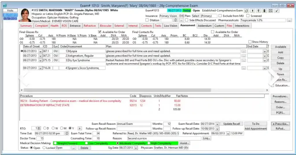 My Vision Express EHR Software for optometry and ophthalmology