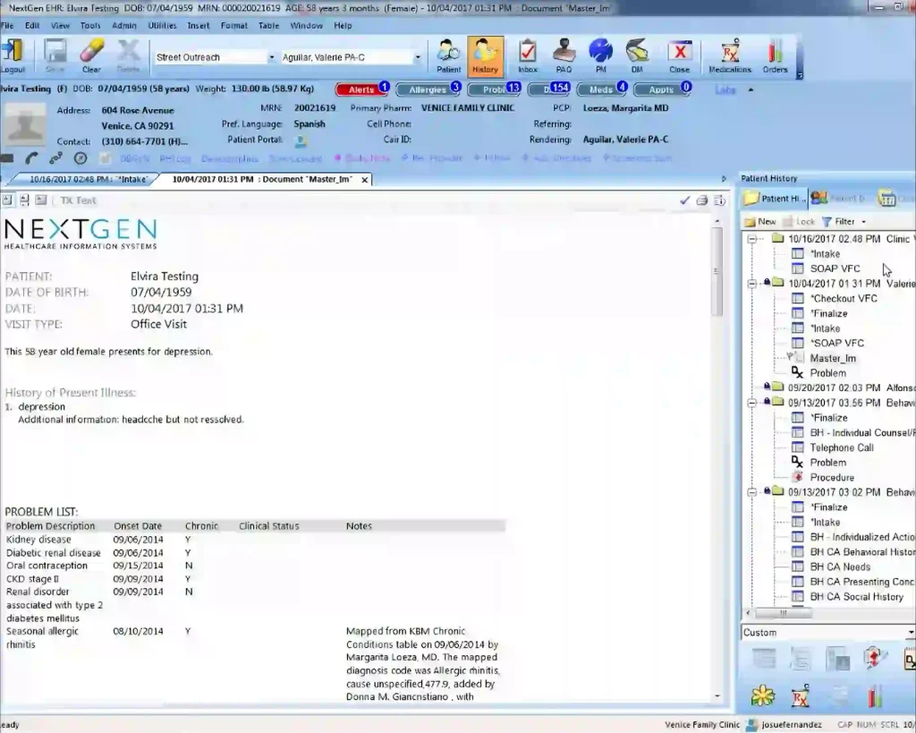 NextGen EHR Software- Cloud-based EMR software and Practice Management Software demo screenshot