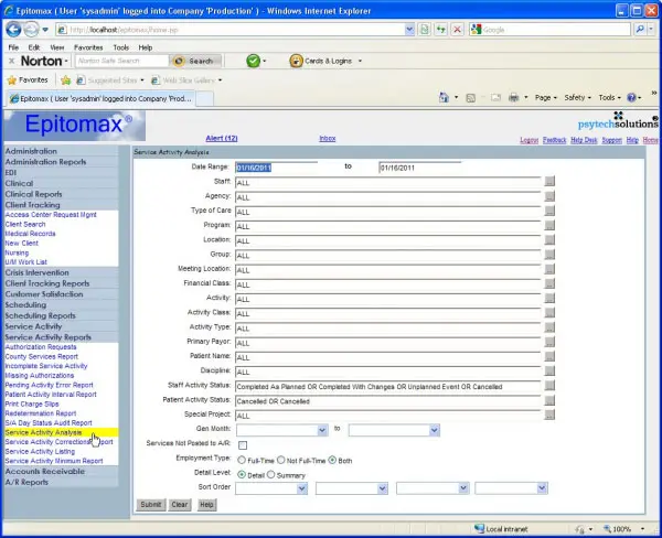 epitomax EMR Software - behavioral health EHR software dashboard