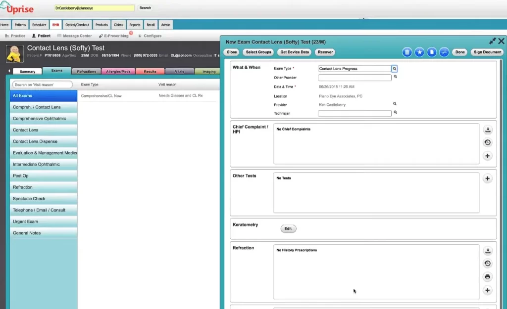 uprise EMR Software - optometry EHR Software
