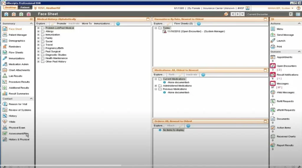 Allscripts-Professional-EMR-Software-Summary-Face-Sheet-Demo
