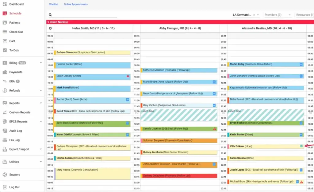 EZDERM EHR Software scheduling demo