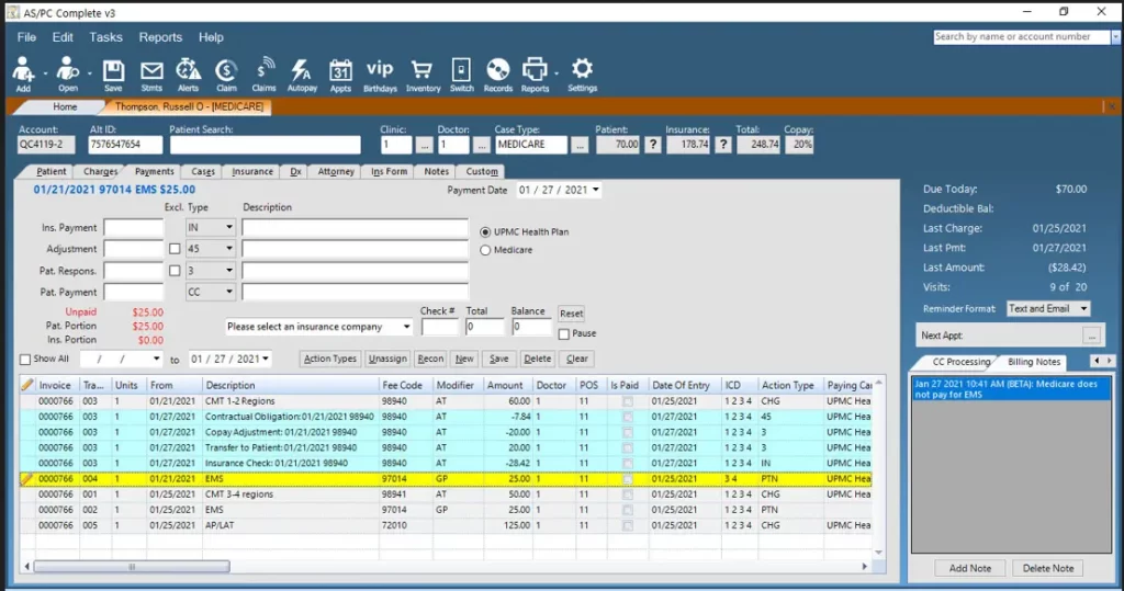 Quick charts EMR Software -chiroptic software -billing software.