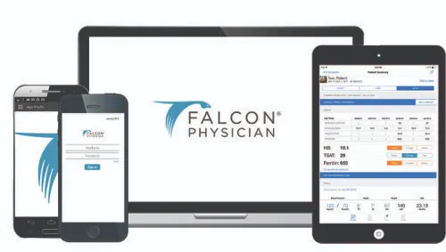 Falcon Silver EHR Software multidevice EMR software interface screenshot.