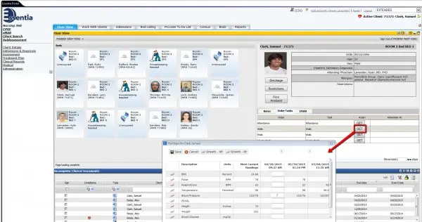 Essentia EMR software practice management Software dashboard screenshot.
