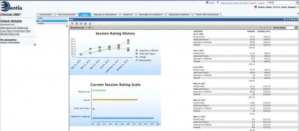 Essentia-by-Netsmart-EHR-Software rating scale dashboard screenshot.