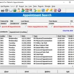 American Medical EMR software patient appointment history search dashboard screenshot.