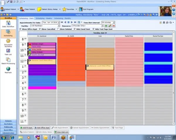 patientNOW EMR Software appointment Scheduling dashboard