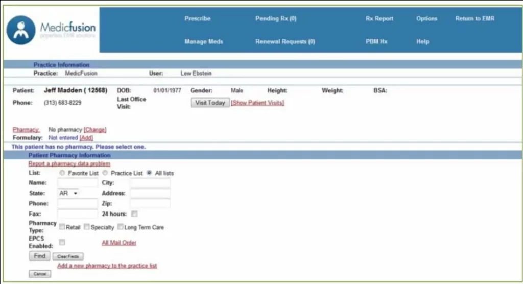 MedicFusion EHR Practice Management Software Practice Information