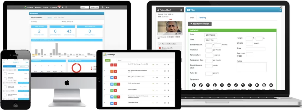 Caremerge EMR software multi device interface screenshot.