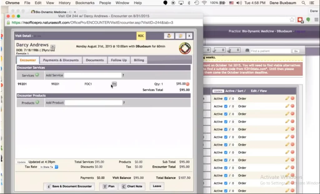 OfficePro Practice Management EMR Software Patient Encounter