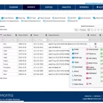 OptiMantra EMR software patient list with appointment history dashboard screenshot.