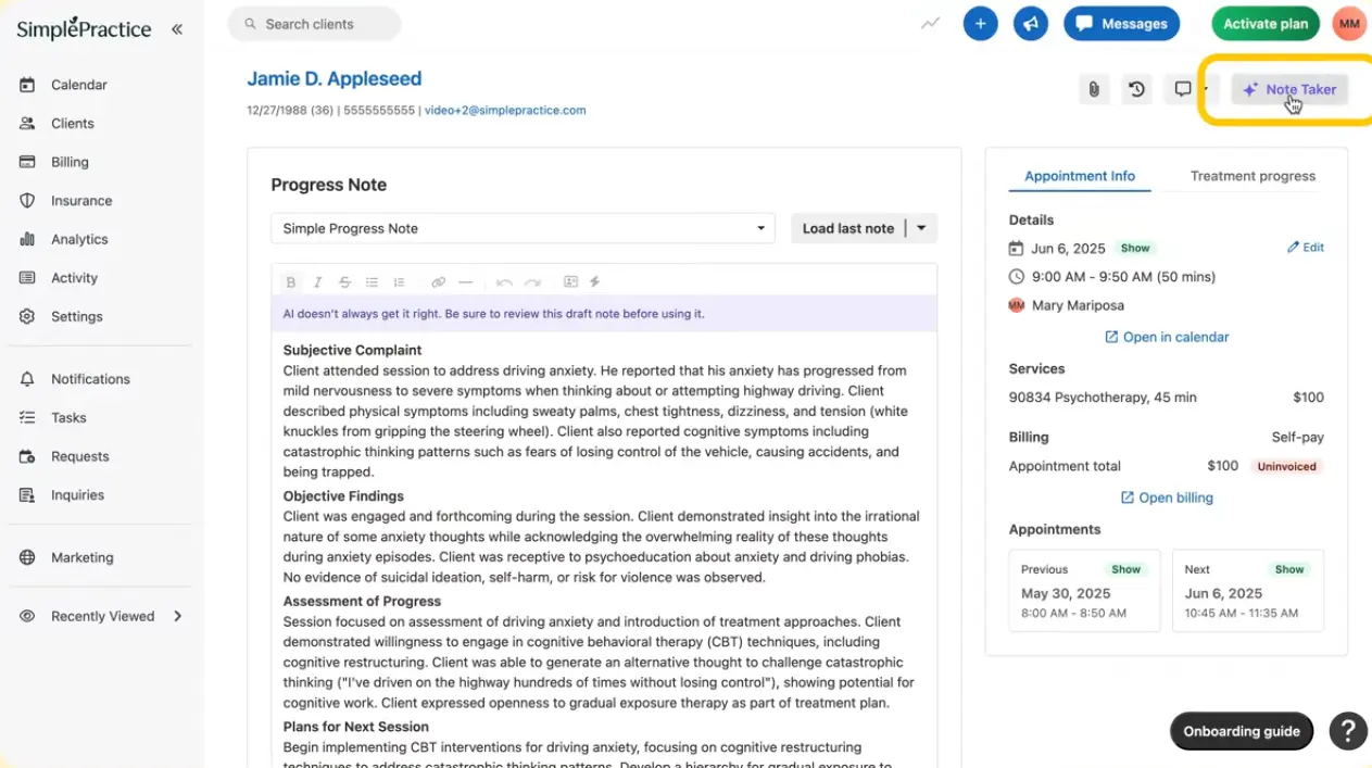 SimplePractice Practice Management Software EHR and Practice Management Software