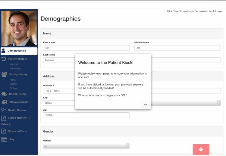 Phoenix-Ortho-EHR-Software-Patient-kiosk-Patient-Demographics