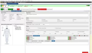Experity EMR software Patient evaluation and clinical documentation interface screenshot.