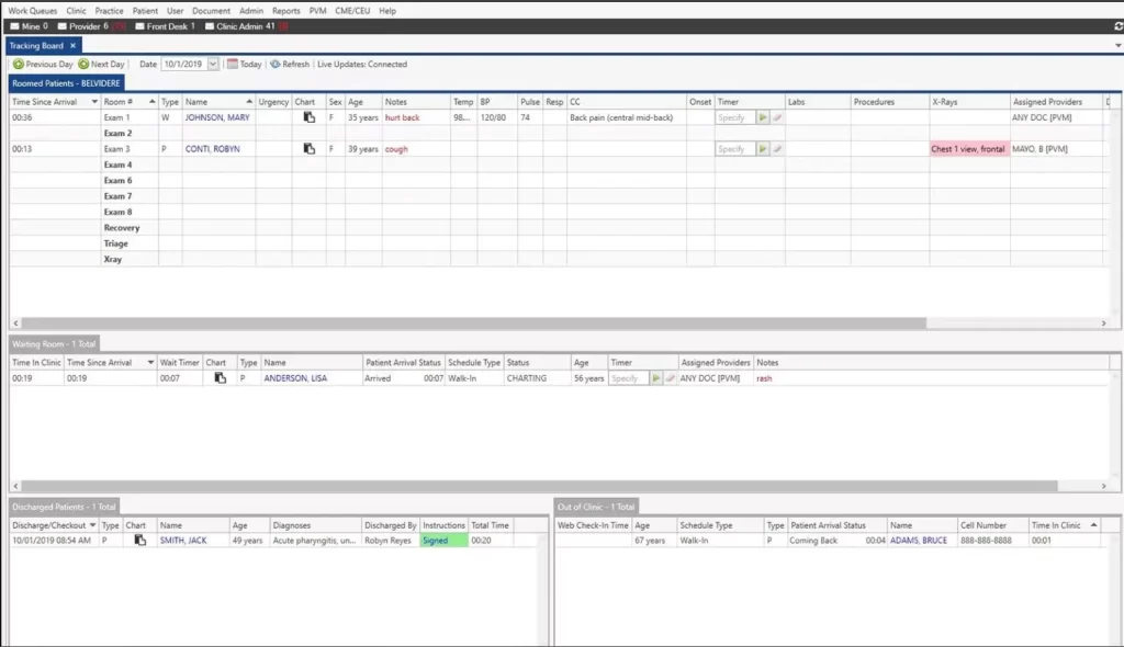 Experity Urgent Care EMR Practice Management Software Tracking