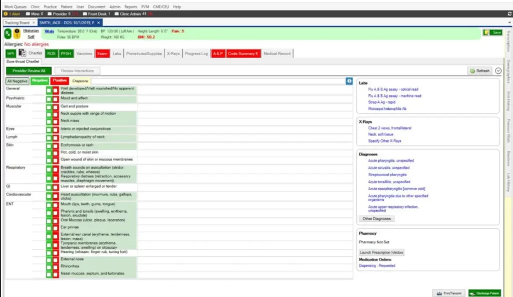 Experity Urgent Care EMR Practice Management Software Tracking Board