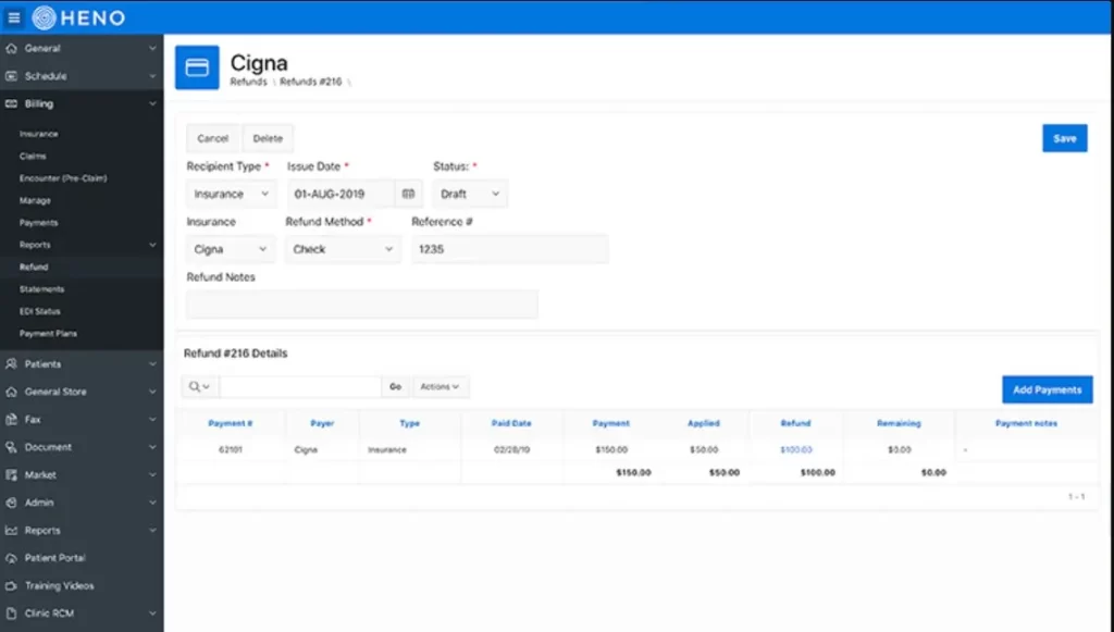 HENO Physical Therapy EMR Software - Billing EHR Software