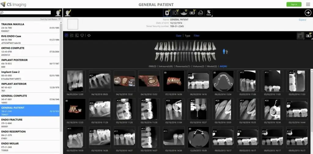 Carestream Dental EMR Software general patient demo