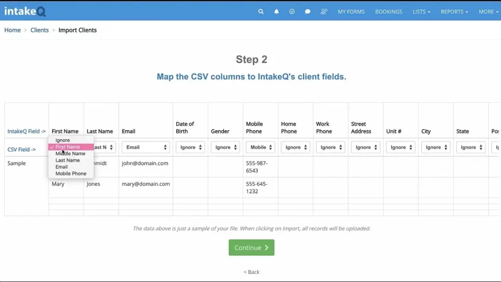 intakeQ Practice Management Software - electronic patient intake forms