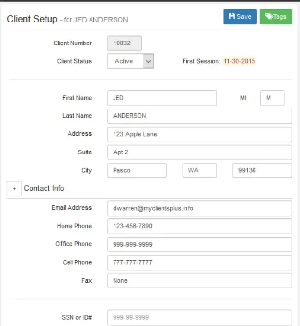 My Clients Plus EHR Software - client dashboard