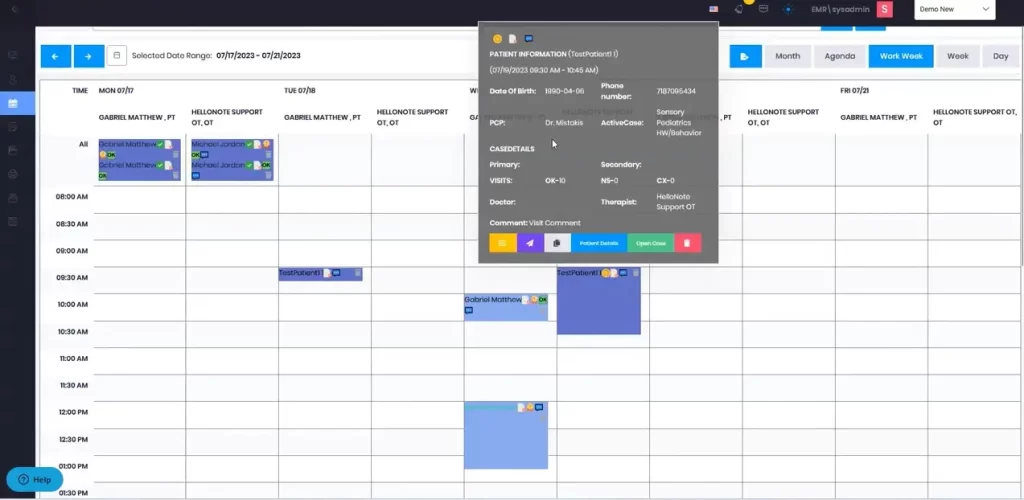 HelloNote-EHR-Software-Appointment-scheduling-dashboard