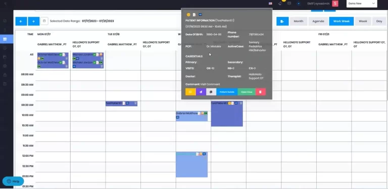 HelloNote-EHR-Software-Appointment-scheduling-dashboard