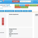 zHealth EHR software patient profile and insurance history dashboard screenshot.