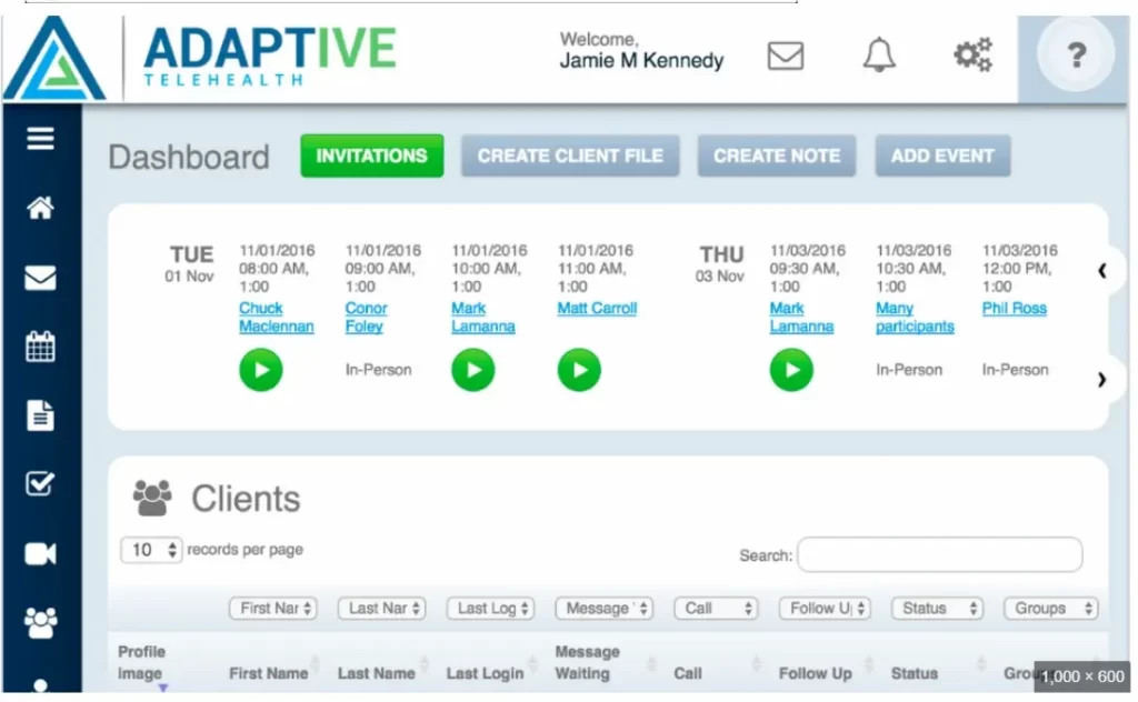 Adaptive-Telehealth-Healthcare-Practice-Management-EMR-Software-dashboard-Demo