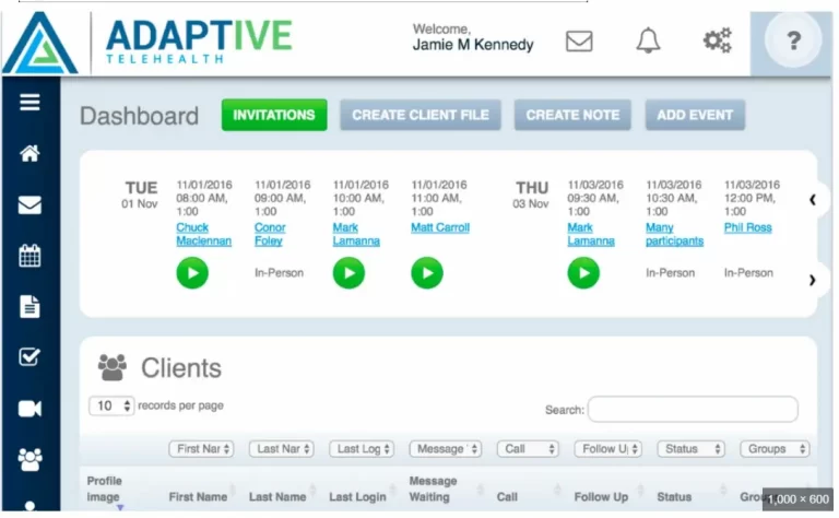 Adaptive-Telehealth-Healthcare-Practice-Management-EMR-Software-dashboard-Demo