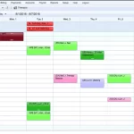clinicSource EMR software weekly appointment calendar with therapist and patient fields dashboard screenshot.